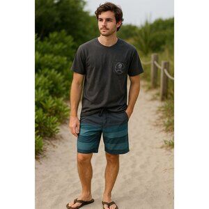 Salt Life Graphic Tee L Gray Skull Crossbones Surf Beachwear Grunge Skater